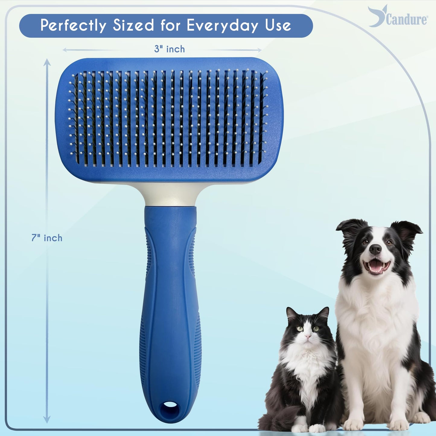 Candure Dematting Comb for Dog and Cat, Pet Grooming Rake and Brushes for Small, Medium & Large Dogs 17+9 Double Sided Deshedding Tool Removes Knots and Tangled Hair (Blue)