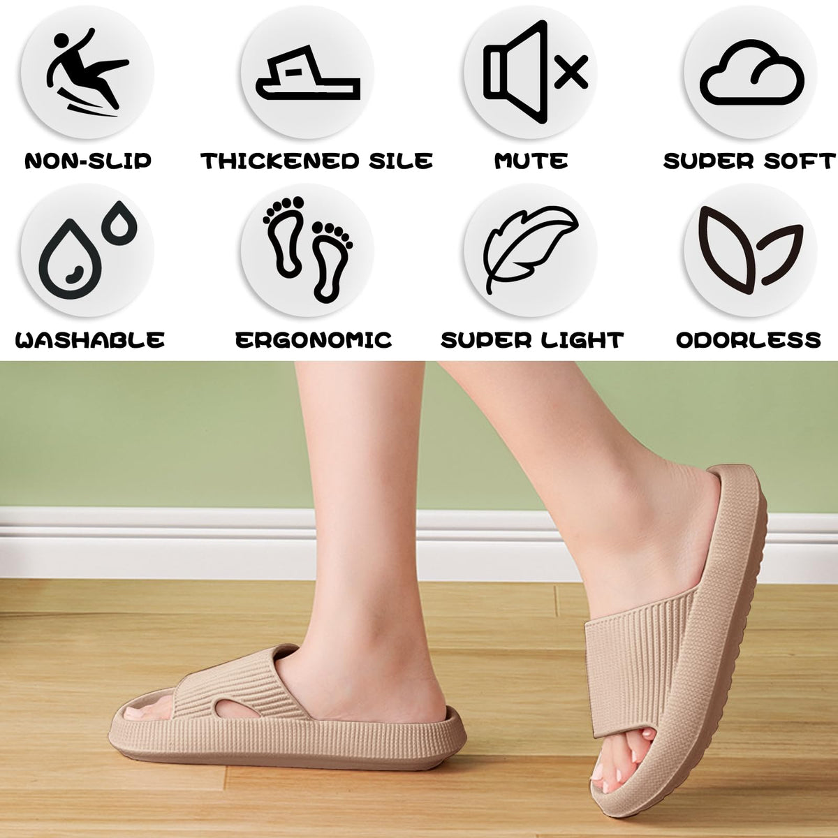 BHFRGAS Sliders Cloud Slippers Women Men，Non-Slip Mens Womens Slippers Cloud Sliders，Soft Flip Flops with Thick Sole for Shower Bathroom Pool Beach