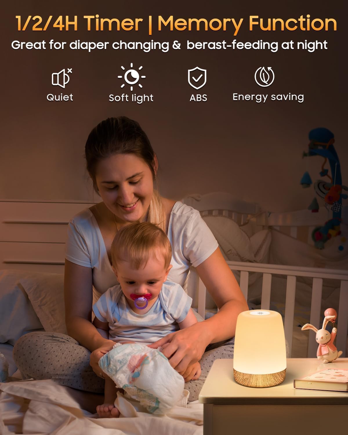 MEDE Night Light, Dimmable Bedside Lamps with RGB for Toddler, Kids, Adults