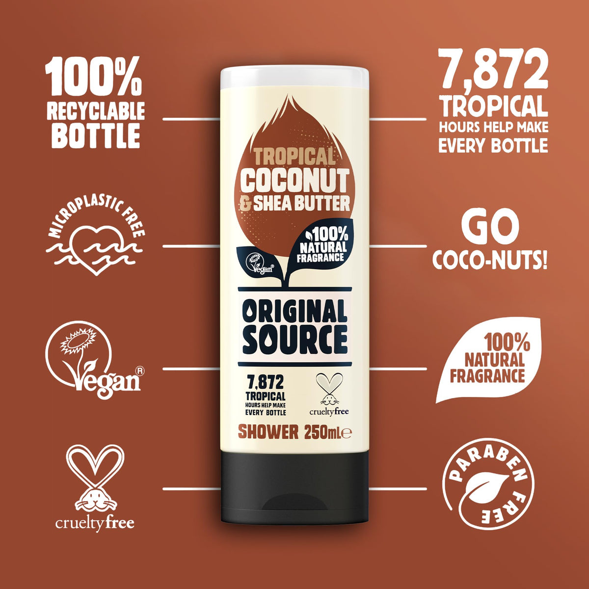 Original Source Mint & Tea Tree Shower Gel, 100 Percent Natural Fragrance, Vegan, Cruelty Free, Paraben Free, Large Bottle, 750 ml