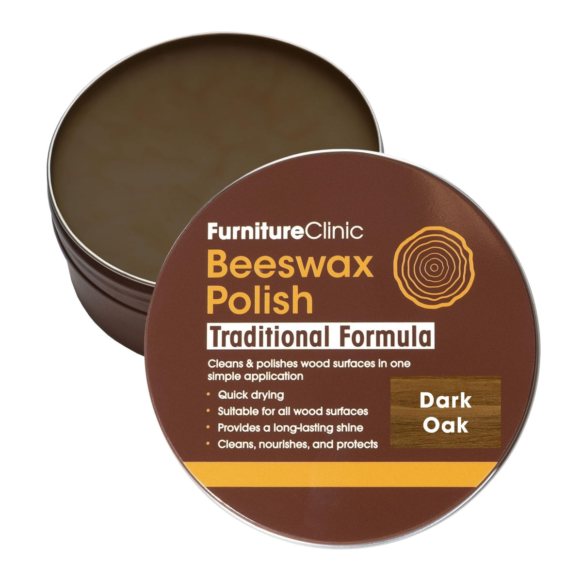 Furniture Clinic Clear Beeswax Polish for Wood & Furniture - 200ml - Natural Beeswax for All Types and Colours - Wooden Furniture Polish to Protect & Enhance Any Wooden Surface