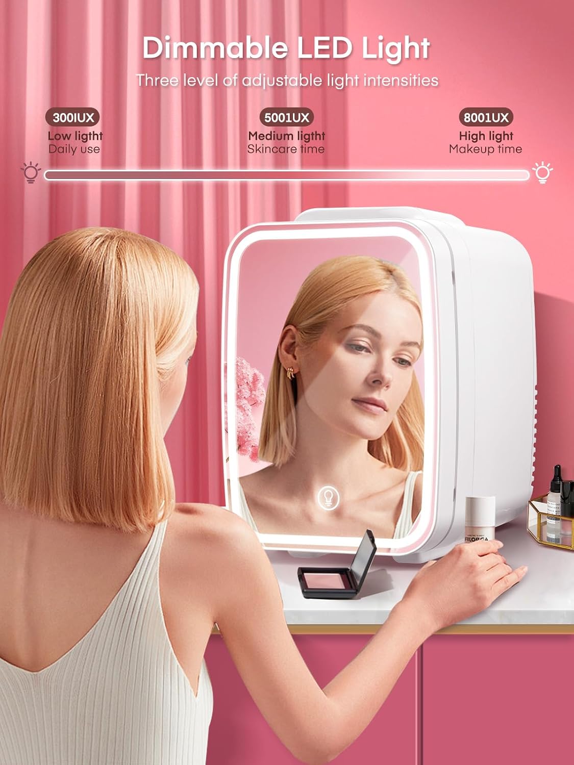 FOHERE Mini Fridge for Bedrooms, 5L/6 Can Portable Skincare Fridge