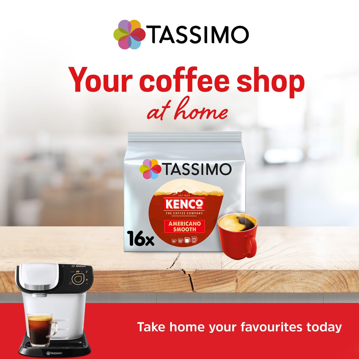 Tassimo Kenco Americano Grande XL Coffee Pods x16 (Pack of 5, Total 80 Drinks)