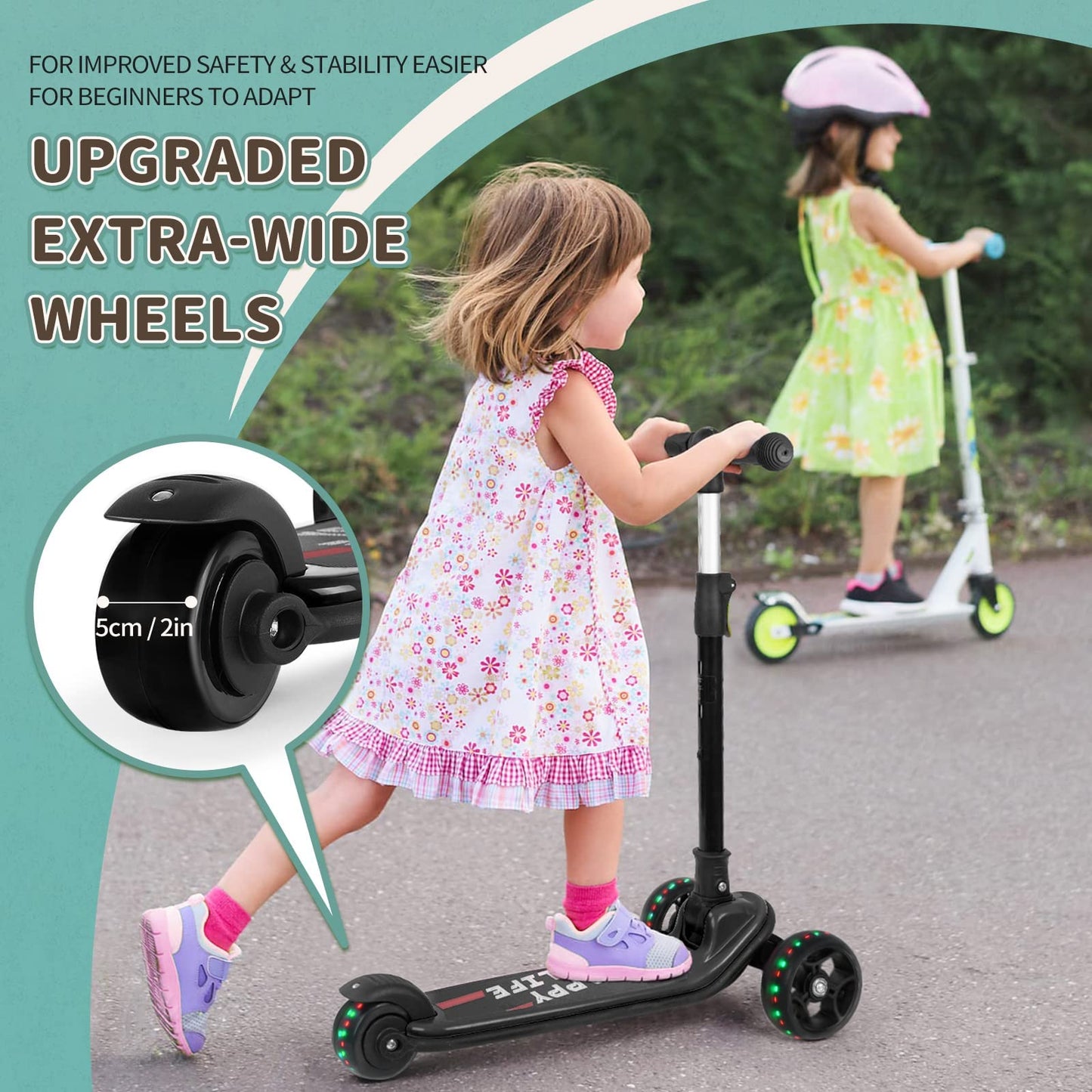 besrey 3-Wheel Toddler Scooter with Lean-to-Steer — Foldable, Anti-Slip Deck | Max 50 kg