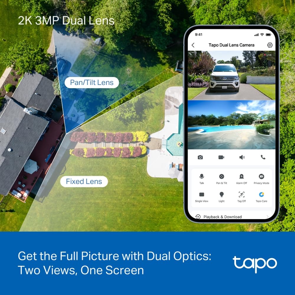Tapo C216 2K 3MP Pan/Tilt Indoor Outdoor Security Camera Spotlights Camera