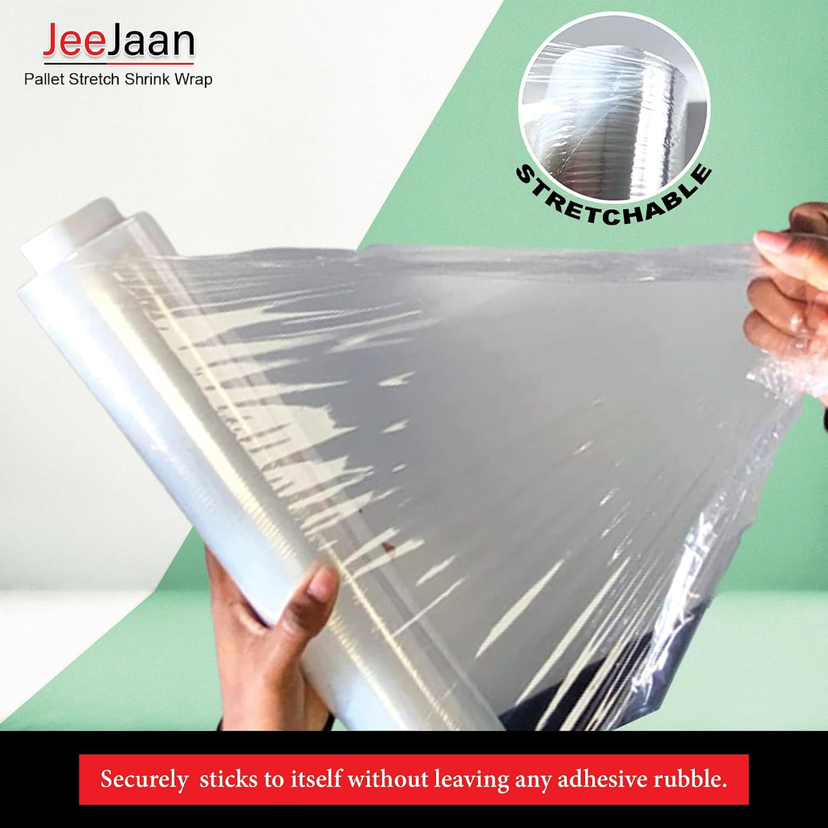 JeeJaan® 1 Roll Clear Pallet Wrap 400mm x 250m 20mu | Tear Resistant Stretch Film | Water & Moisture Proof Pallet Stretch Shrink Wrap | Multi-Use Strong Pallet Stretch Wrap