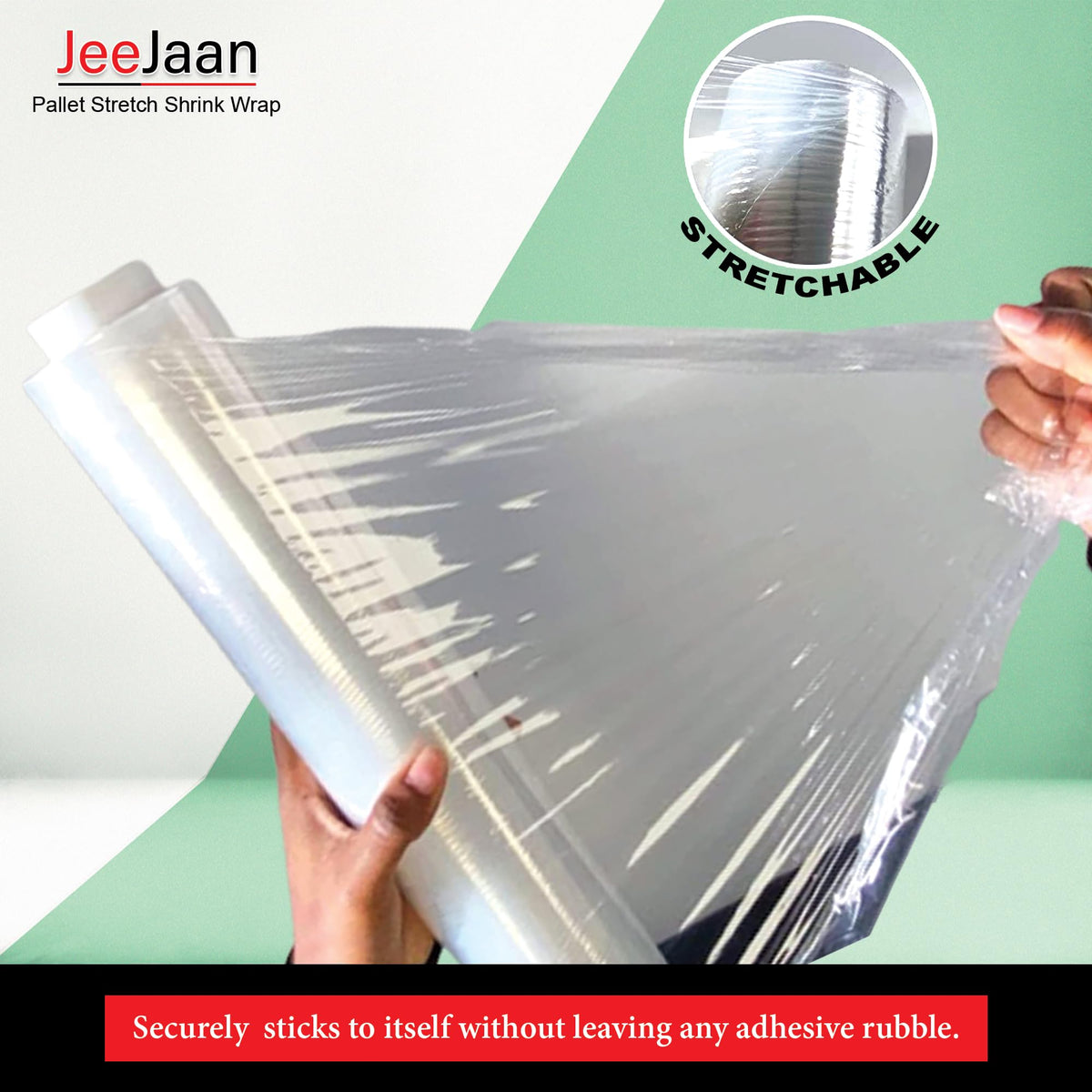 JeeJaan® 1 Roll Clear Pallet Wrap 400mm x 250m 20mu | Tear Resistant Stretch Film | Water & Moisture Proof Pallet Stretch Shrink Wrap | Multi-Use Strong Pallet Stretch Wrap