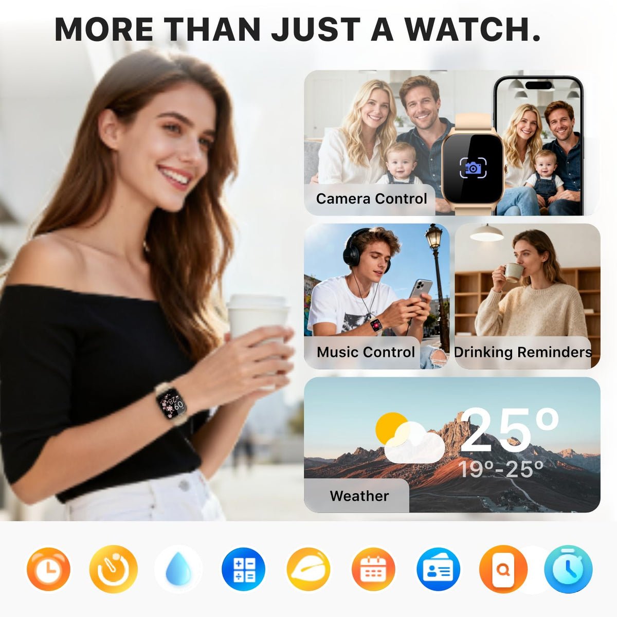 Smart Watch for Women Men - Answer/Make Call, Fitness Tracker Smartwatch for Android iPhone Compatible, Sleep Female Cycle, 120+ Sports Modes Step Counter (Blue, 2 Straps)
