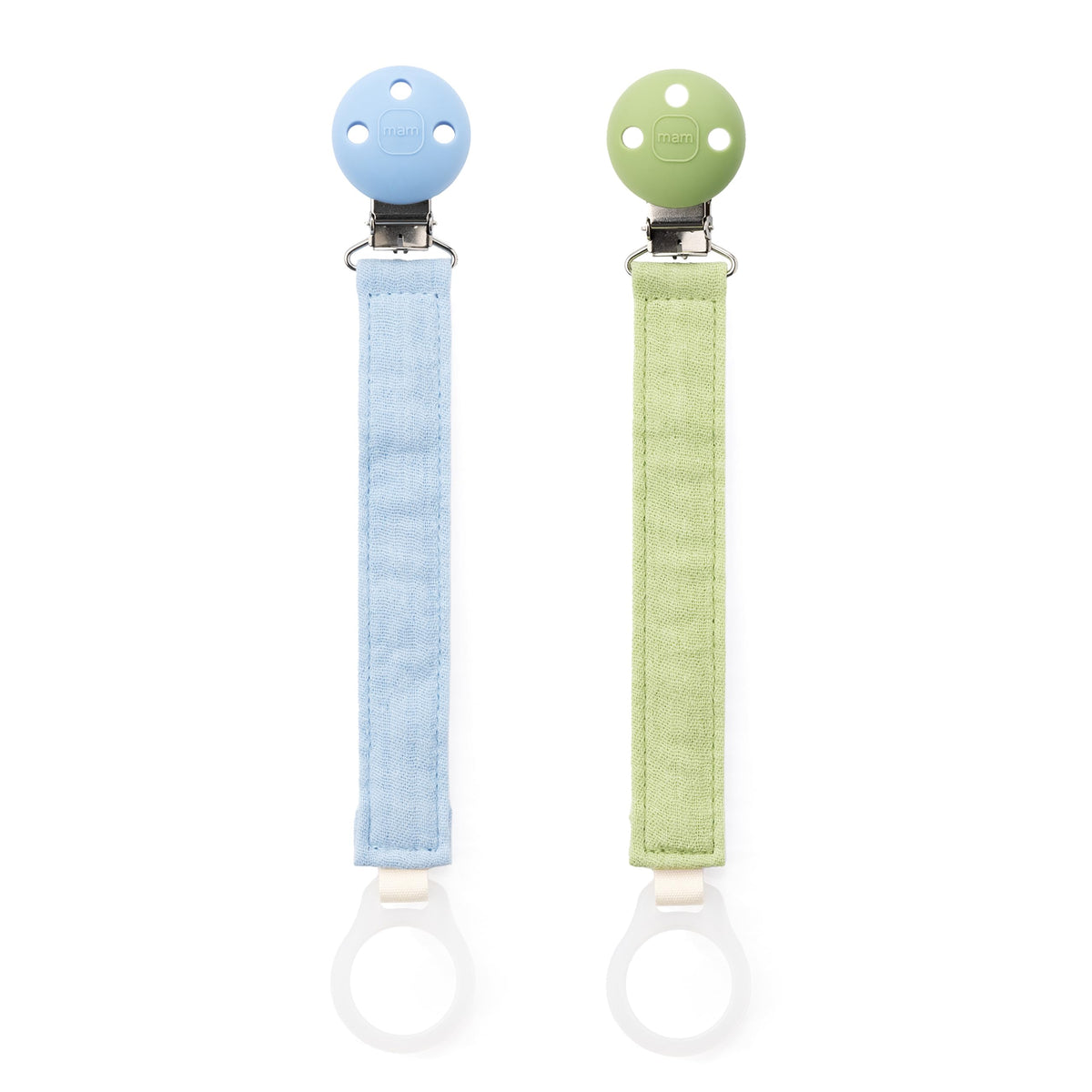 MAM Dummy Clip | 2 Pack | Baby Soother Clips Fit All MAM Soothers | Adjustable Length and Lightweight Design | Baby Accessories | Pink | Dummies Not Included