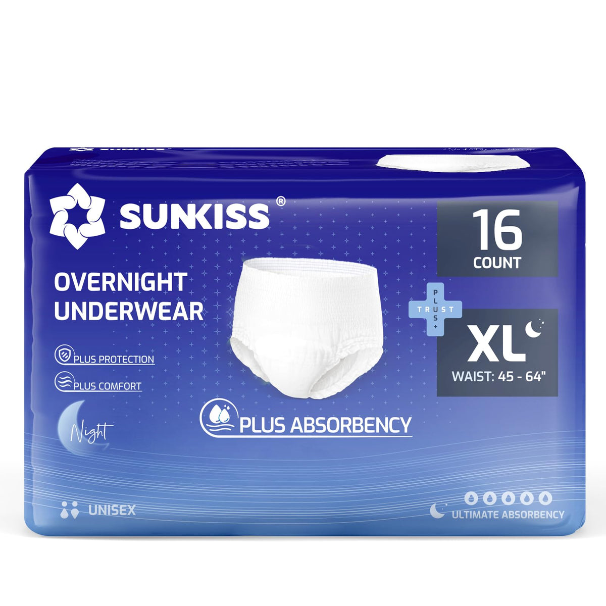 SUNKISS Incontinence Pants for Men and Women, Small/Medium, 64 Count (4×16)