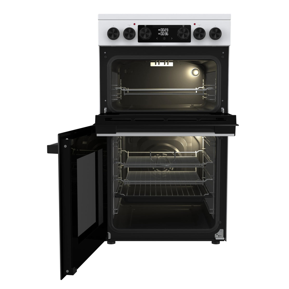 Hisense HDUKC60W 60cm Electric Cooker with Ceramic Hob-White, A Rated Double Oven 50L/80L [Energy Class A]