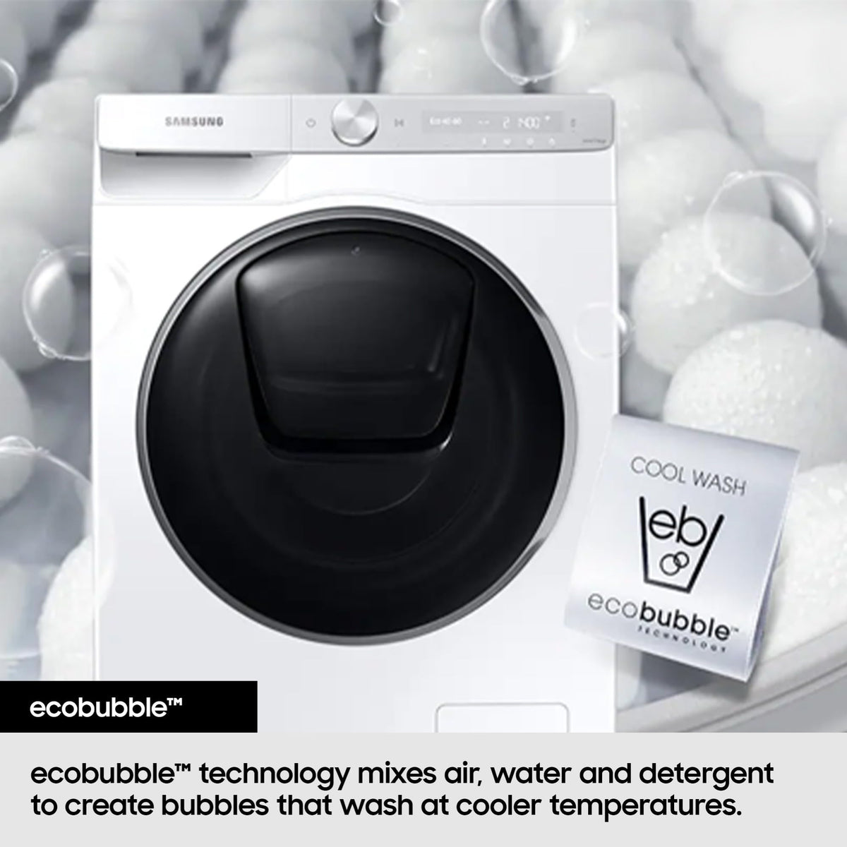 Samsung Series 7 Washer Dryer, AI Energy Wi-Fi enabled, 11/6kg 1400rpm, Black, WD11DB7B85GBU1