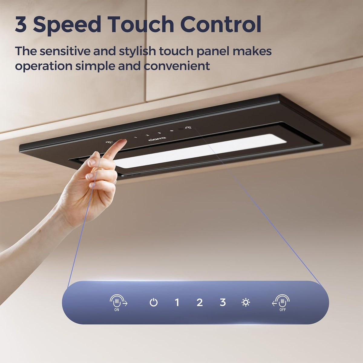 CIARRA 52cm Integrated Cooker Hood Black Wave/Touch Control CBCB5931B