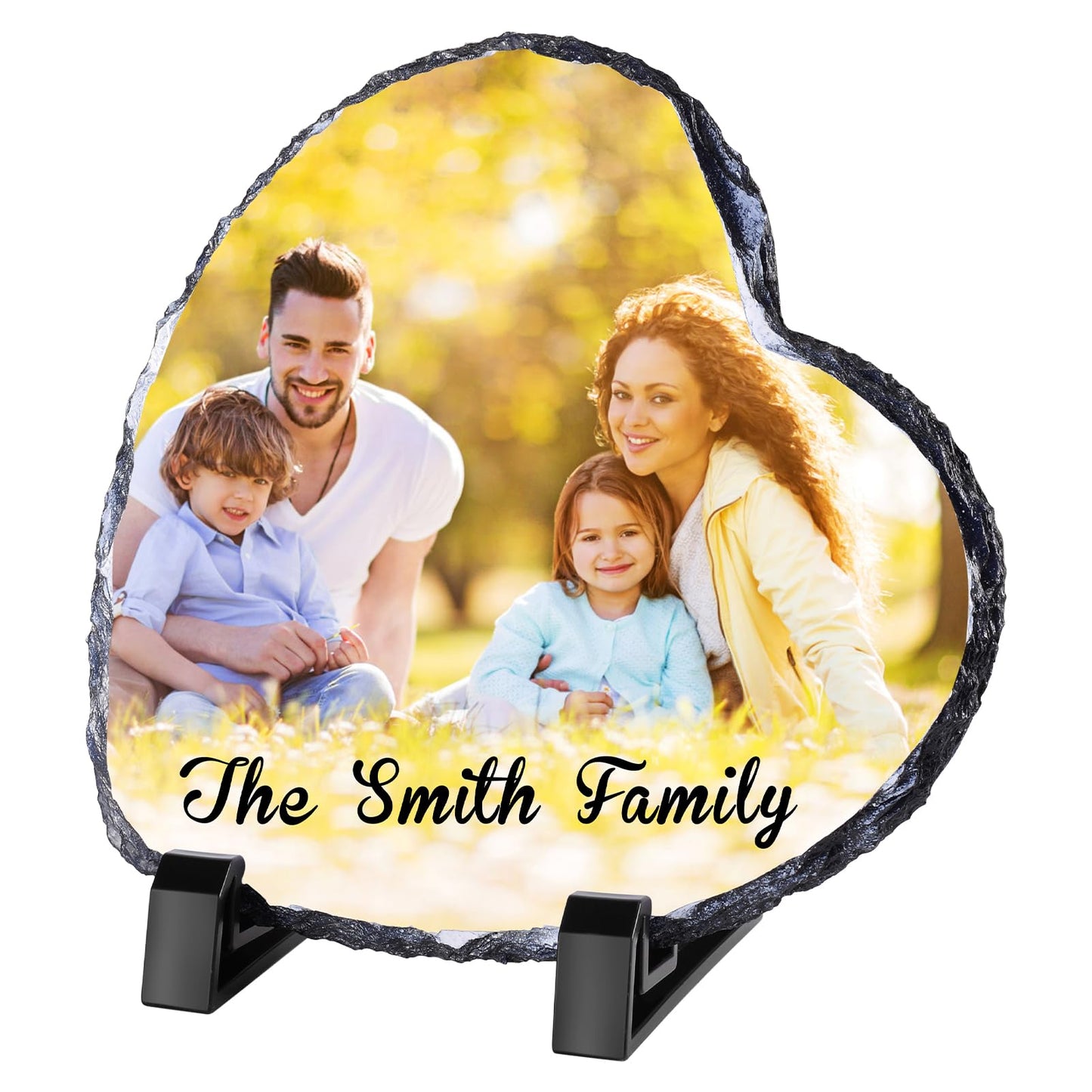 Personalised Memorial Plaque, Custom Rock Slate Frame with Photo Text, Customised Memorial Gifts for Loss of Loved One, Cemetery Decorations for Grave