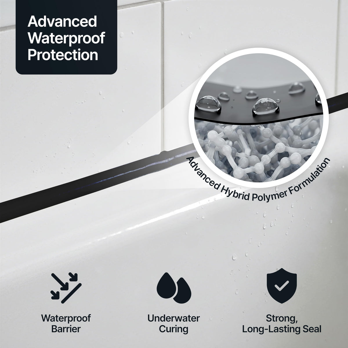 Hemway Kitchen & Bathroom Crystal Clear Sealant & Adhesive 300ml 3 Pack