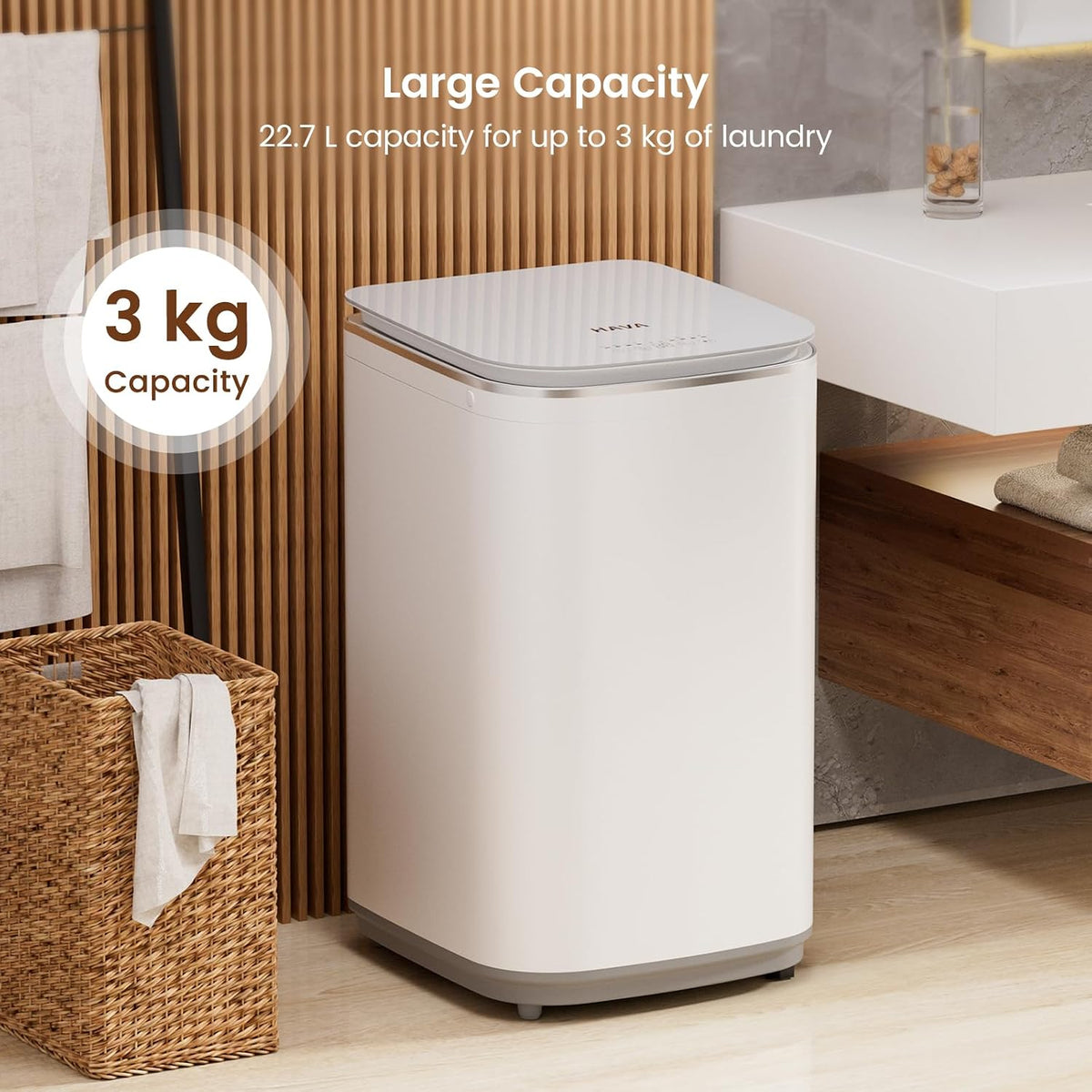HAVA Portable Washer, 3 kg Capacity Mini Washing Machine & Spin Dryer