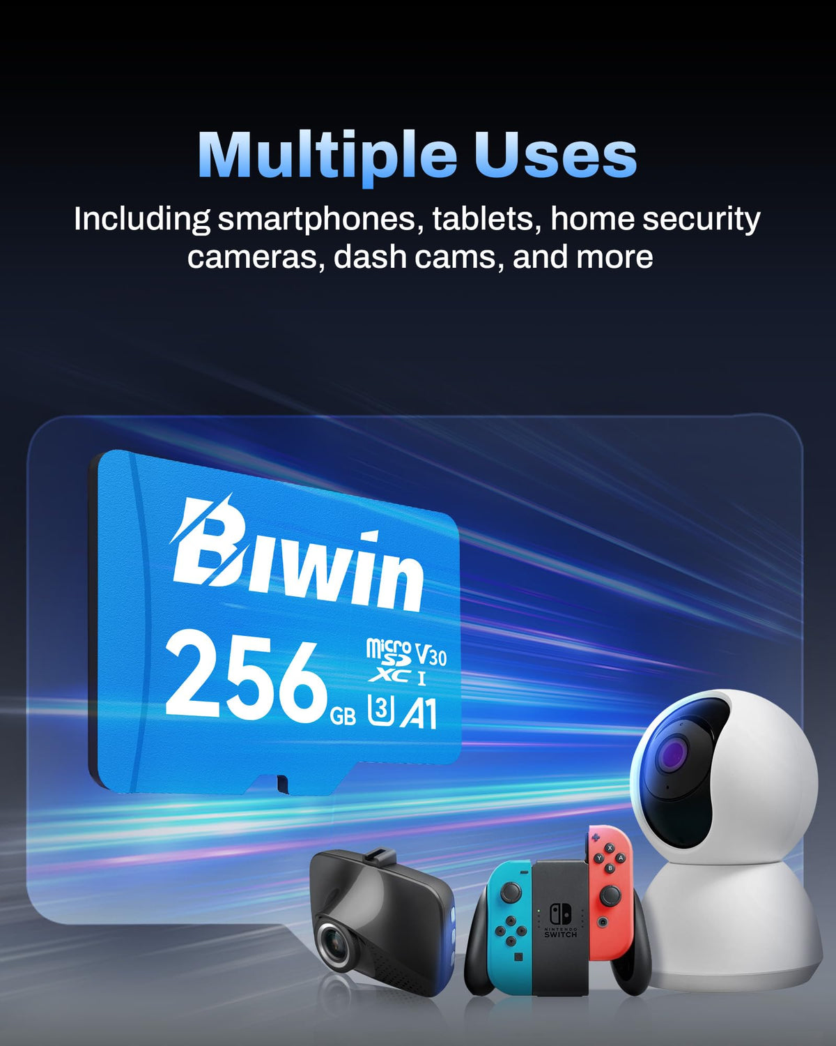 Biwin MS100 Micro SDXC Card 32GB, MicroSD UHS-I Memory Card, A1, V10, U1 Class 10, Up to 100 MB/s Read Speeds for Smartphones, Tablets, Home Security Camera and Dash Cams