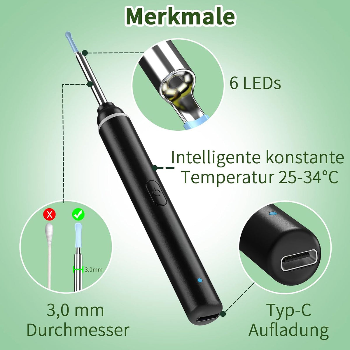 Ear Wax Removal Kit, 1920P HD Ear Cleaner with Camera Ear Wax Remover Tool