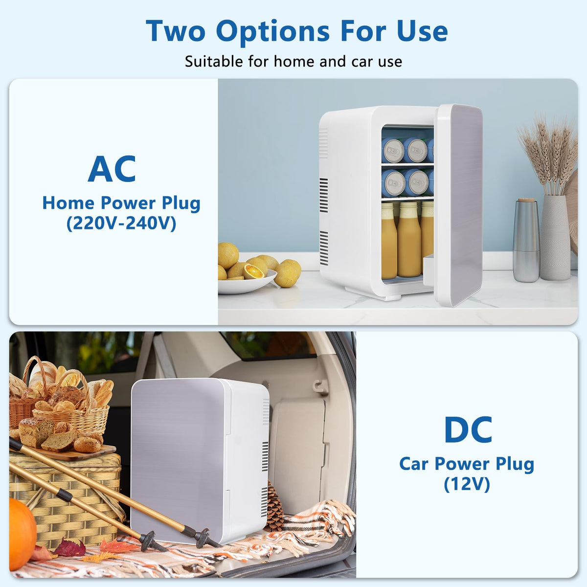 ARTETHYS Mini Fridge for Bedrooms, 10L Small Portable Car Fridges