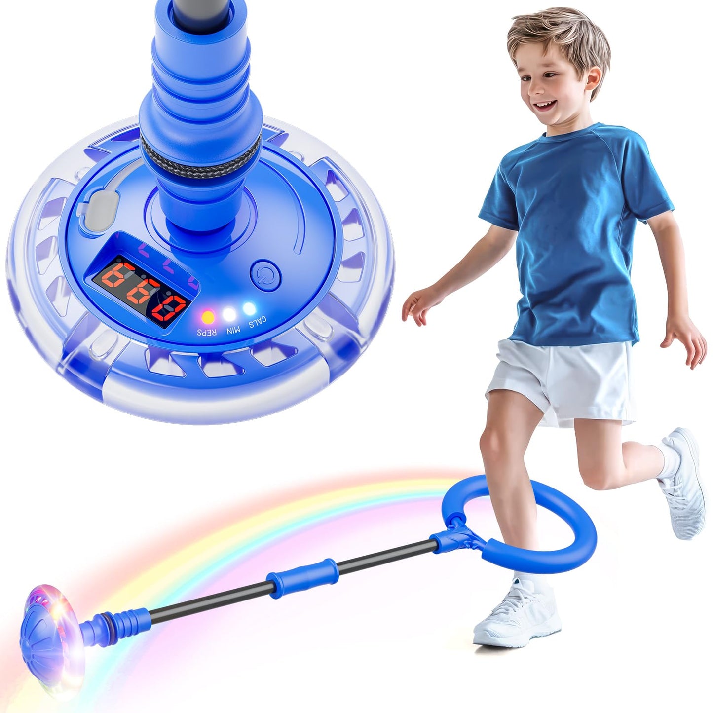 Hot Bee Ankle Skip Ball for Kids with Counter, Timer, Cal Calculator, Girl Birthday Gifts for Age 5 6 7 8 9 10+, Rechargeable Foldable Sports Toy Skip it Toy for Kids Xmas Present