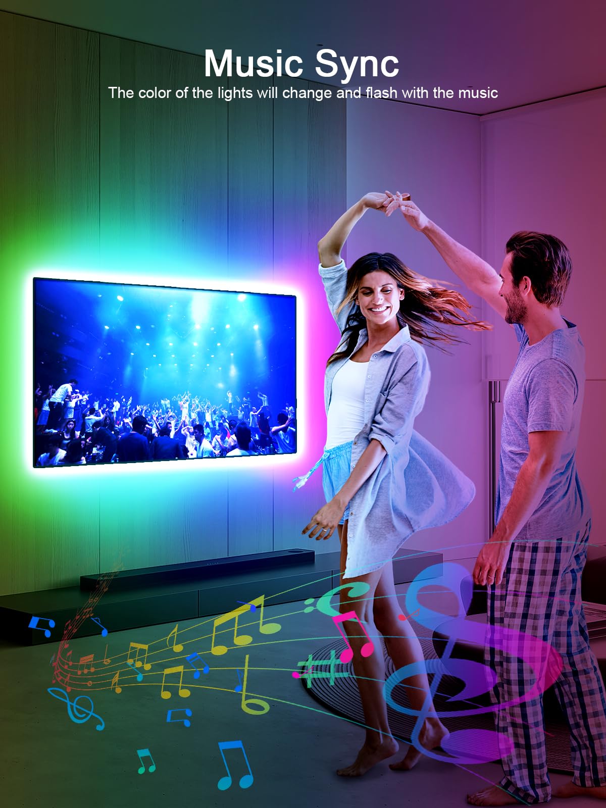 KANTUTOE TV Lights, 4m RGB LED Strip Lights for 32-55 Inch TV, Music Sync Bluetooth APP and Remote Control, USB Powered for Gaming/Bedroom