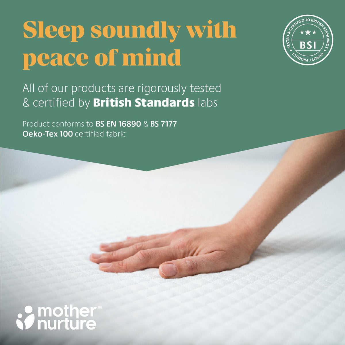Mother Nurture Classic Eco Fibre Cot Bed Mattress - Hypoallergenic Easy Clean Quilted Cover, Reversible, Water Resistant, Baby Cot Mattress, Firm & Supportive, White, BSI Tested - Size 140x70 x10cm