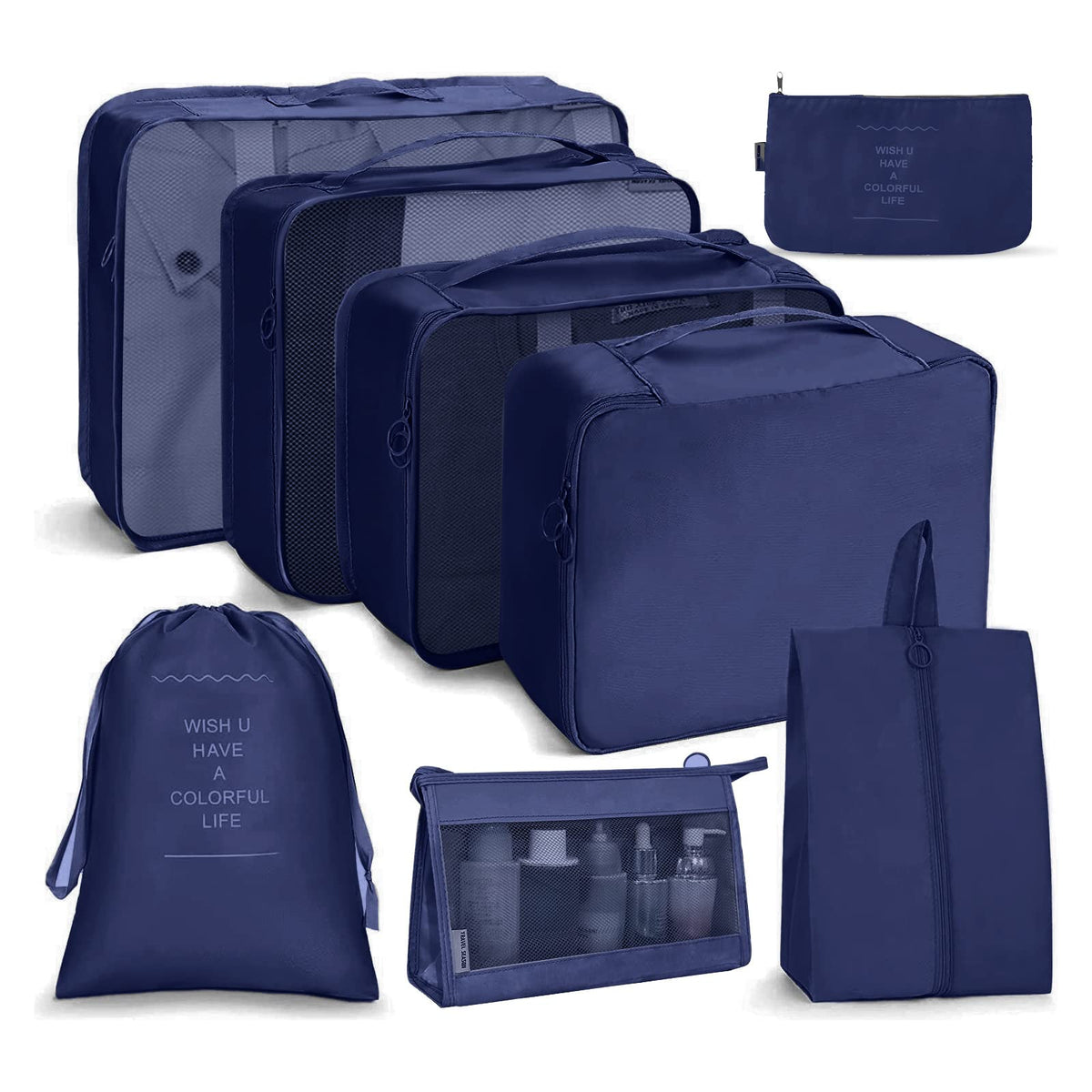OSDUE Packing Cubes for Suitcase, 8PCS Thickening Travel Organiser Packing Bags Lightweight Travel Accessories Organizers Essentials Clothes Shoes Cosmetics Toiletries Storage Bags