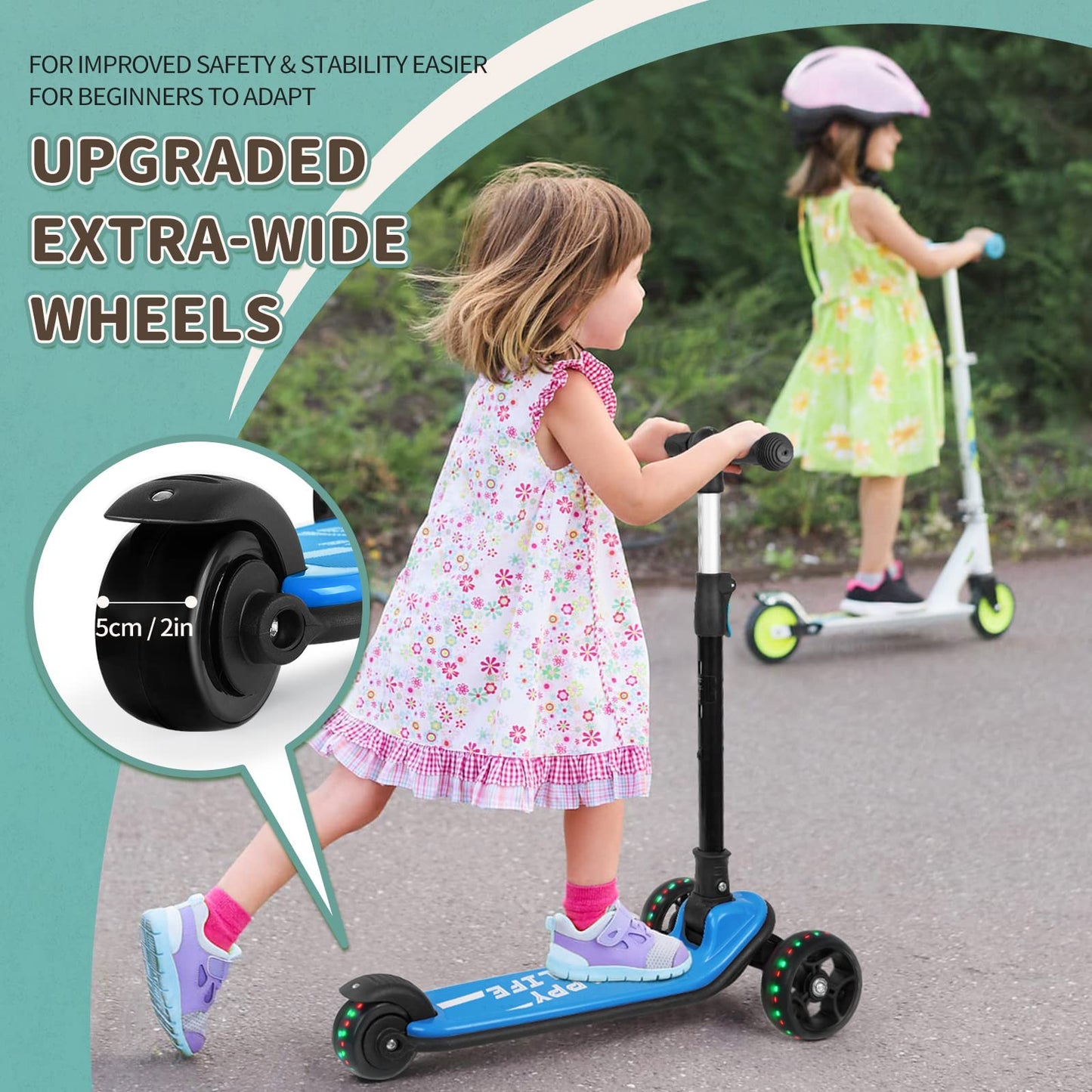 besrey 3-Wheel Toddler Scooter with Lean-to-Steer — Foldable, Anti-Slip Deck | Max 50 kg