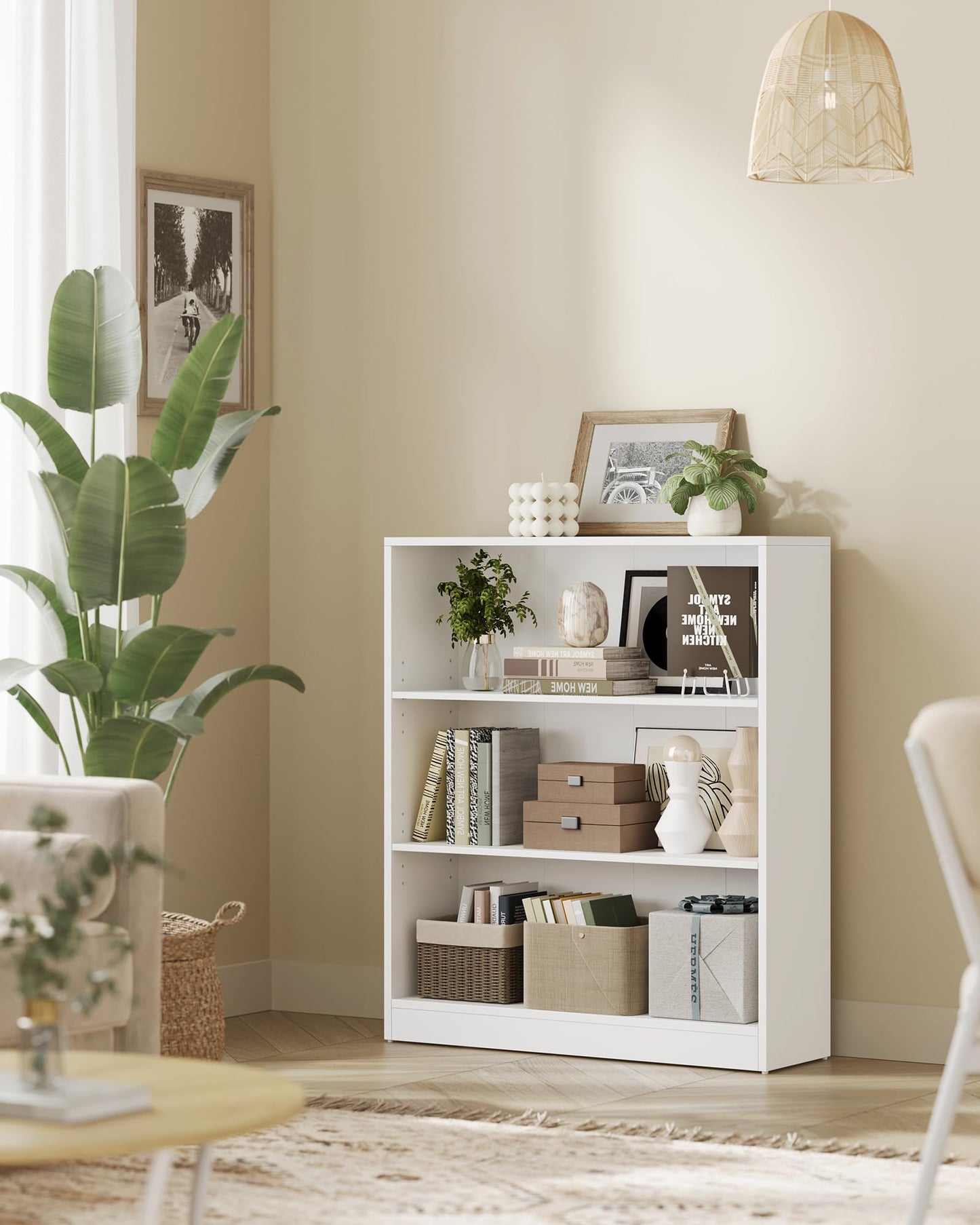 VASAGLE Bookcase, 6-Tier Bookshelf, Open Storage Shelf, Shelving Unit, 24 x 60 x 178.5 cm, for Living Room, Home Office, Dinning Room, Cloud White LBC169T14