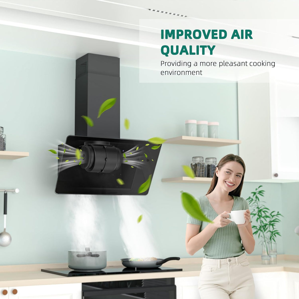 FIREGAS 60cm Angled Chimney Cooker Hood, Brushless Motor, 332m³/h, A++