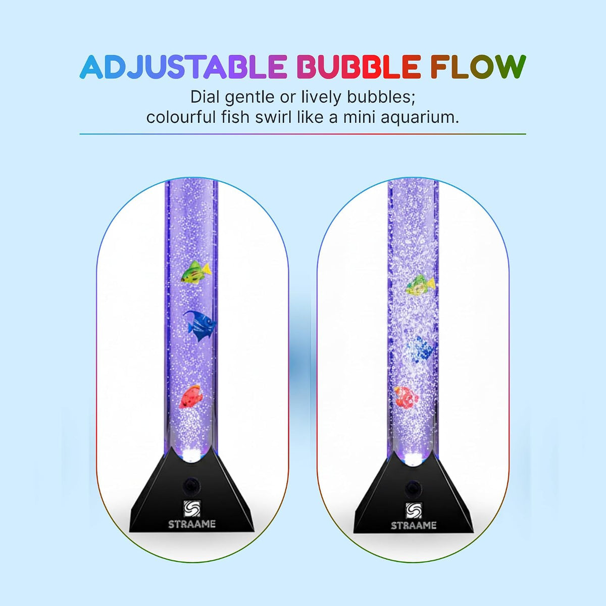 Straame 90cm LED Bubble Fish Lamp, Colour Changing Sensory Lamp, Black Base