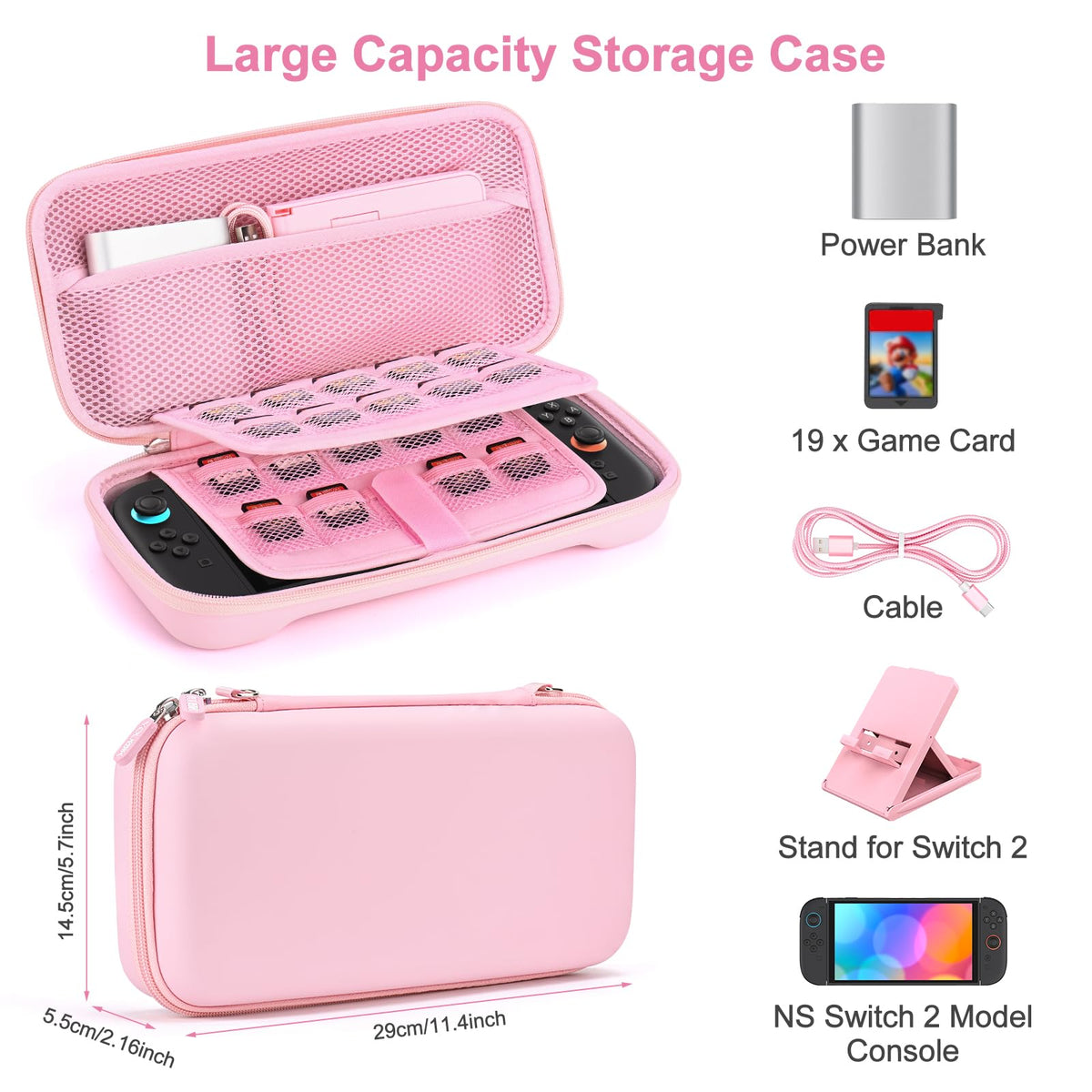 Younik Switch Accessories Bundle, 17 in 1 Switch Accessories Kit for Girls Include Switch Carrying Case with 9 Game Card Slots, Adjustable Stand, Protective Case for Switch Console & J-Con (Blue)