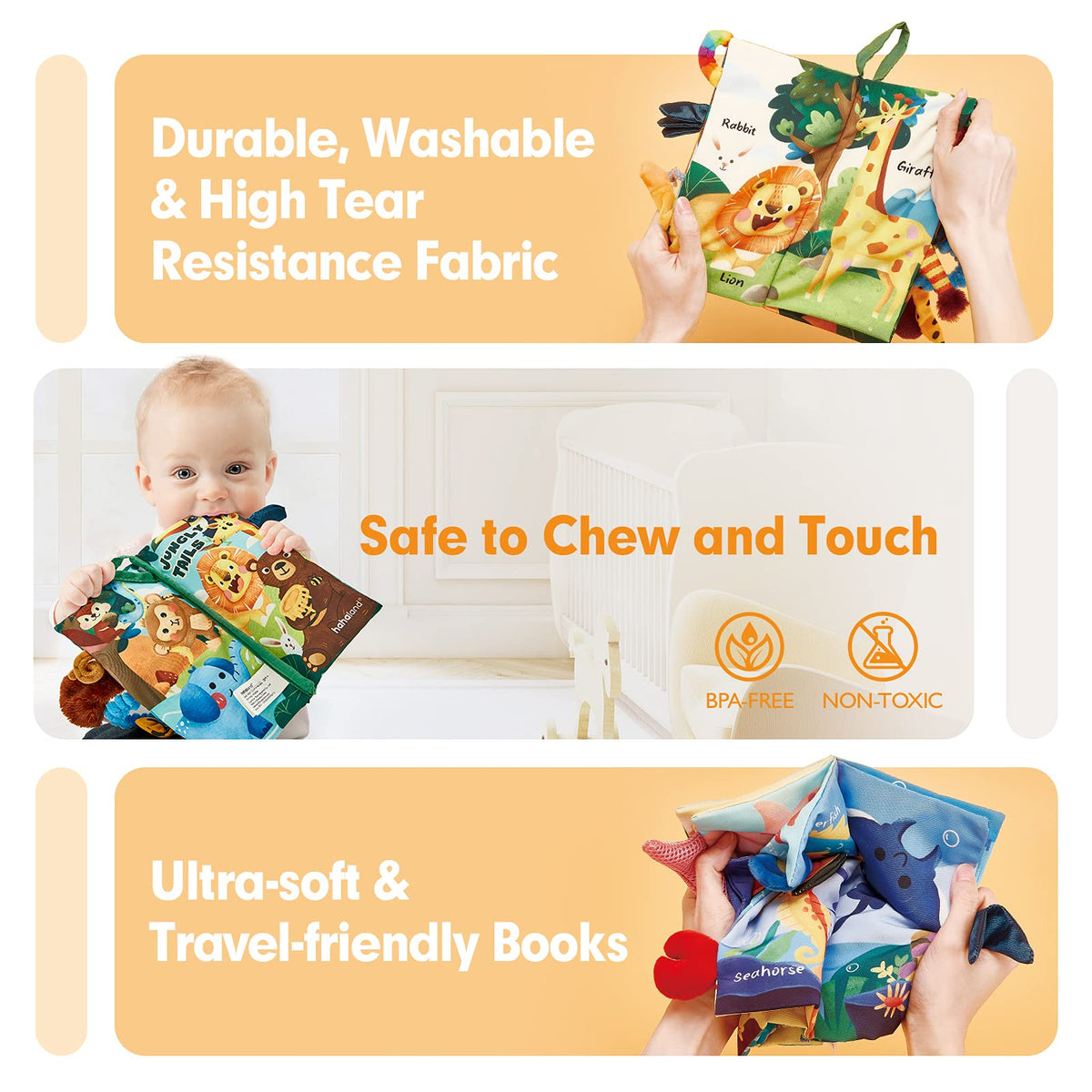 hahaland Baby Books 0-6 Months Infant Tummy Time Toys High Contrast