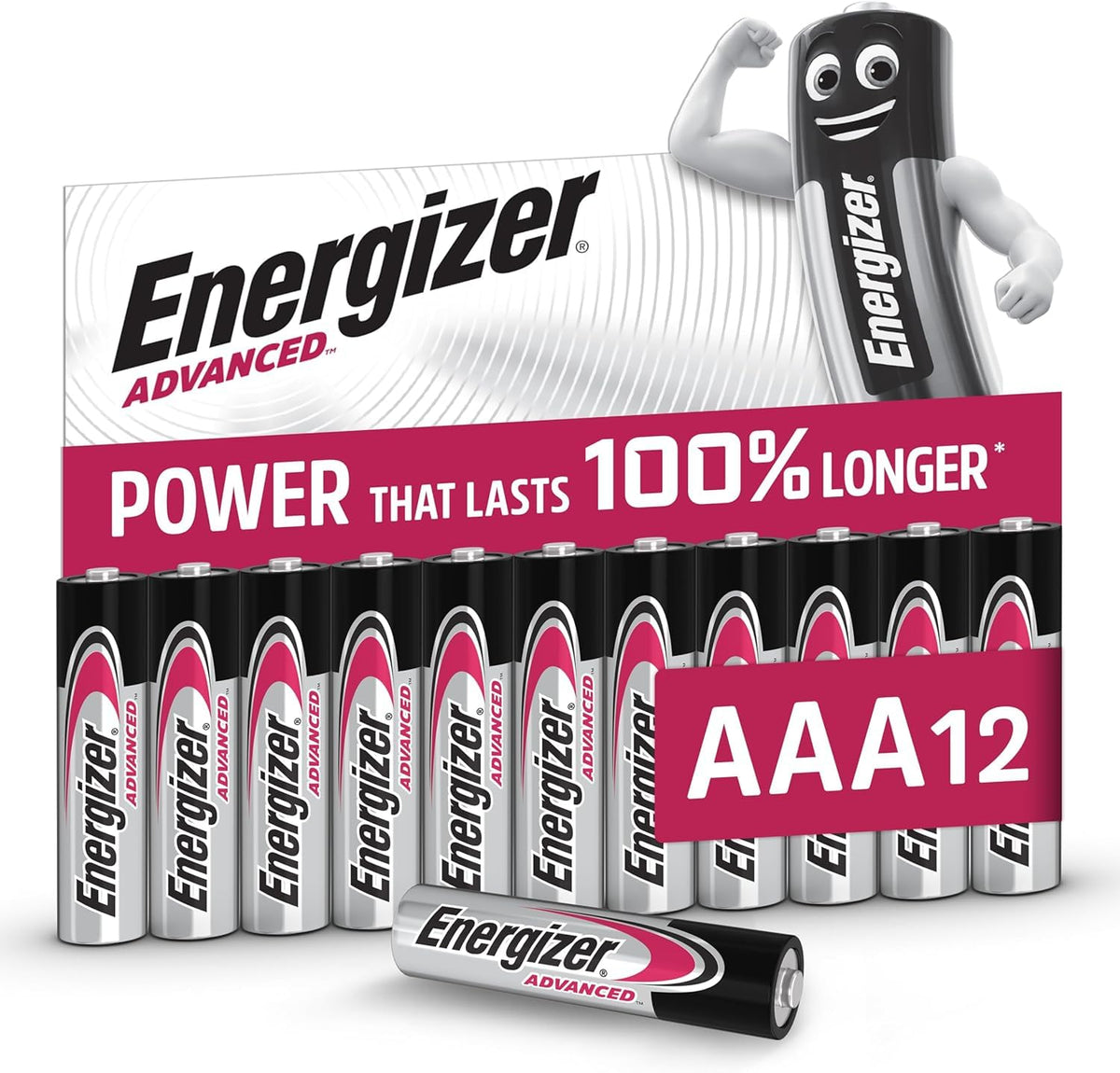 Energizer Advanced AA Batteries (12 Pack) up to 100% Longer Lasting