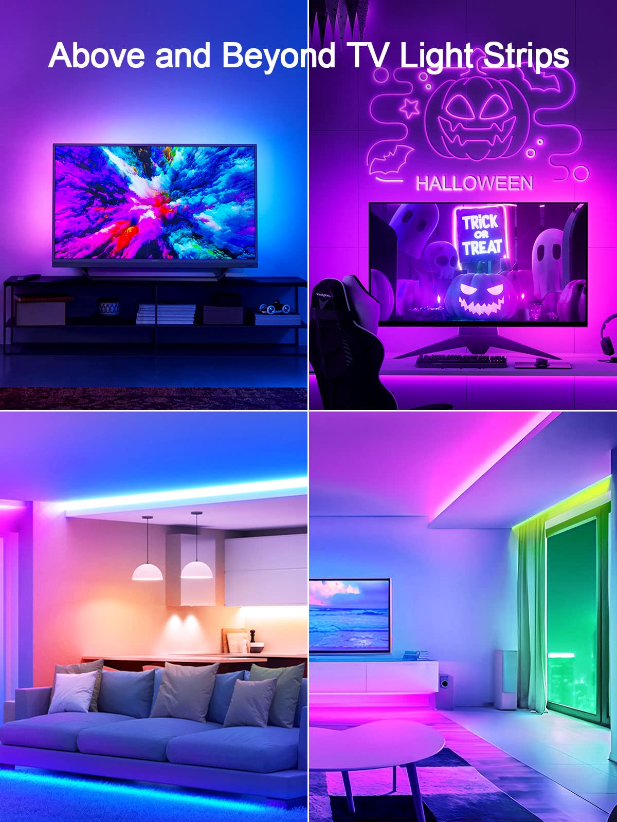 KANTUTOE TV Lights, 4m RGB LED Strip Lights for 32-55 Inch TV, Music Sync Bluetooth APP and Remote Control, USB Powered for Gaming/Bedroom