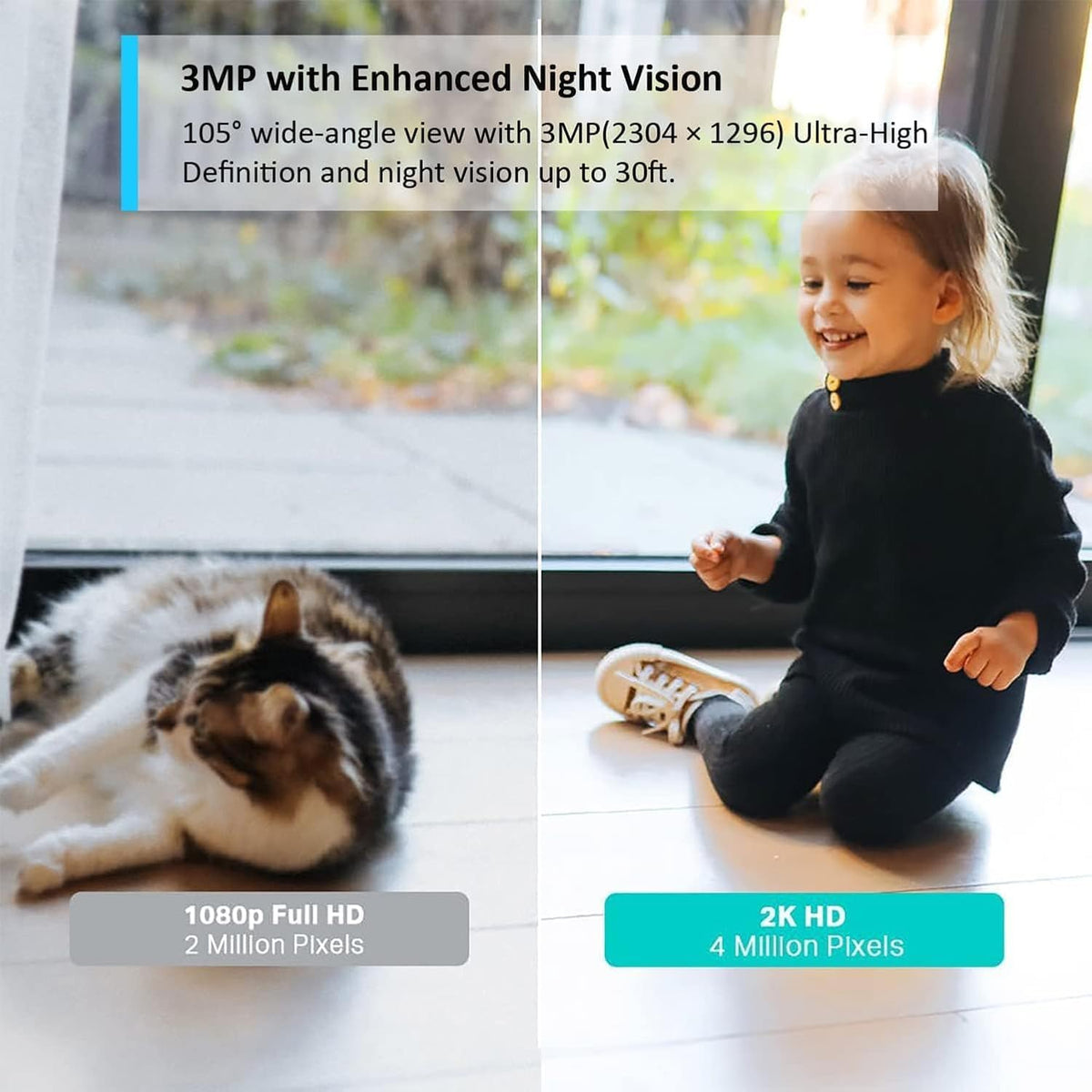 Tapo C110 2K 3MP Indoor Security Camera Pet Camera Dog Camera