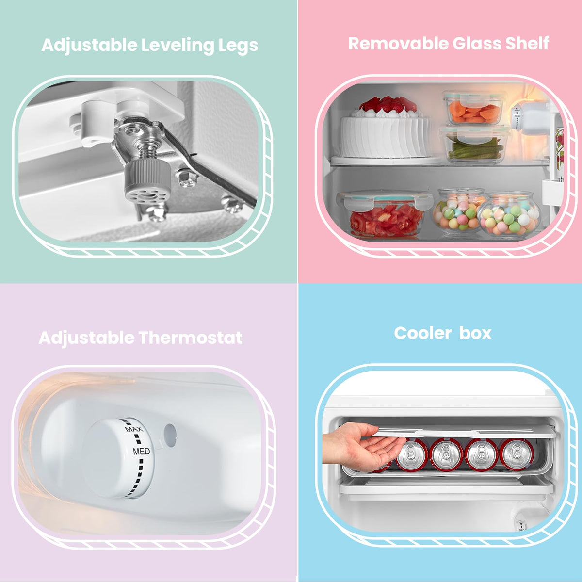 COMFEE' 80L Under Counter Fridge with 4-Star Ice Box, RCD80WH3UK(E)
