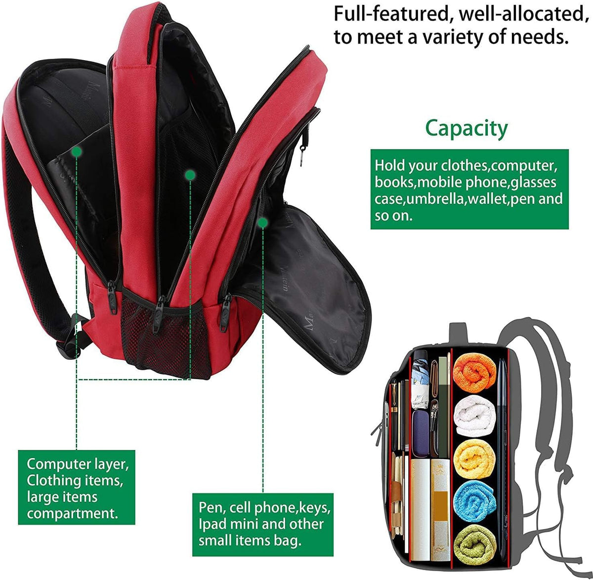 MATEIN Travel Laptop Backpack, Work Bag Laptop Bag, Rucksack for Men Work