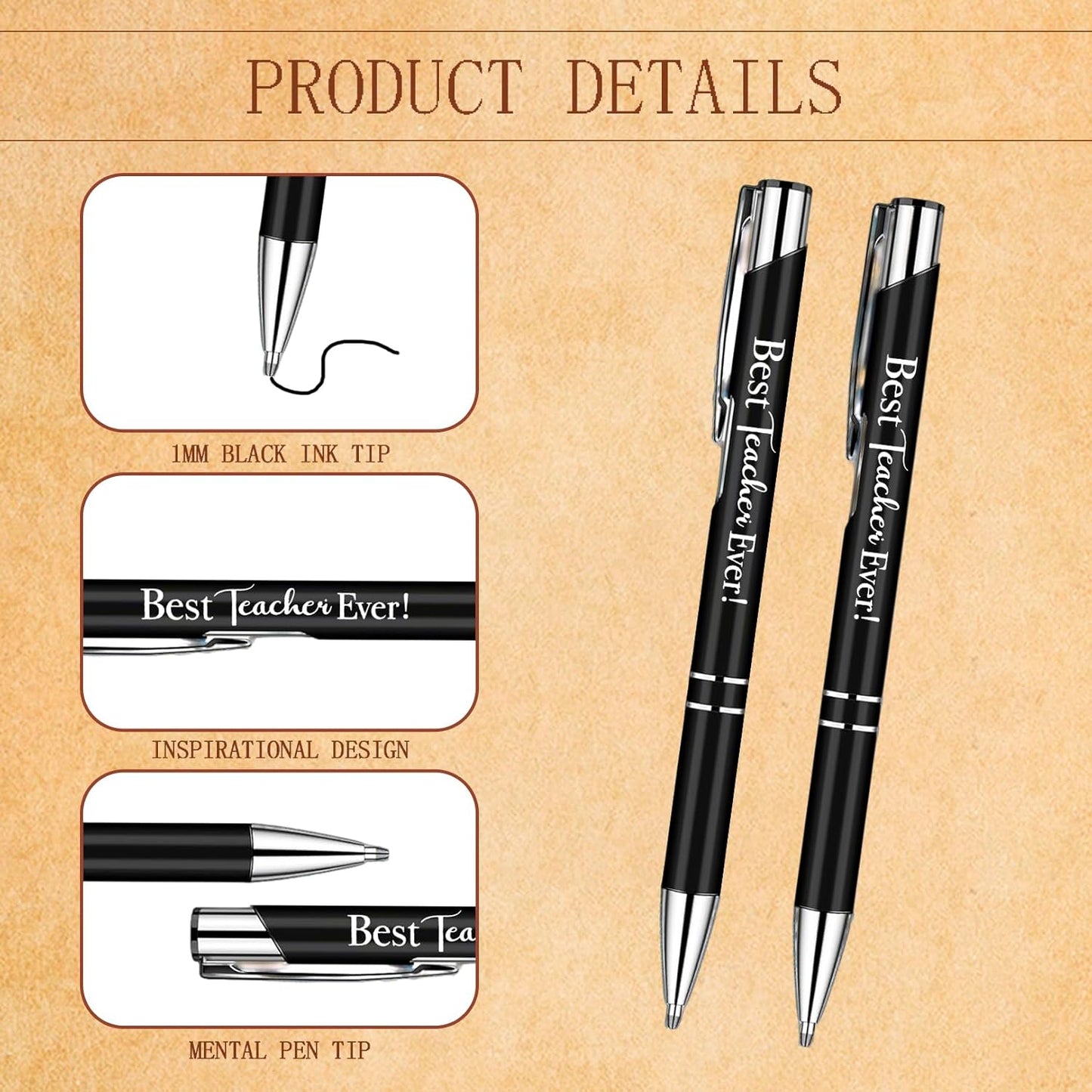 2 Sets Teacher Appreciation Gifts, A5 Leather Notebook & Pen, Thank You Teacher Gifts End of Term, Best Teacher Ever Journal, Leaving Gifts for Women Men, Inspirational Present for Birthday