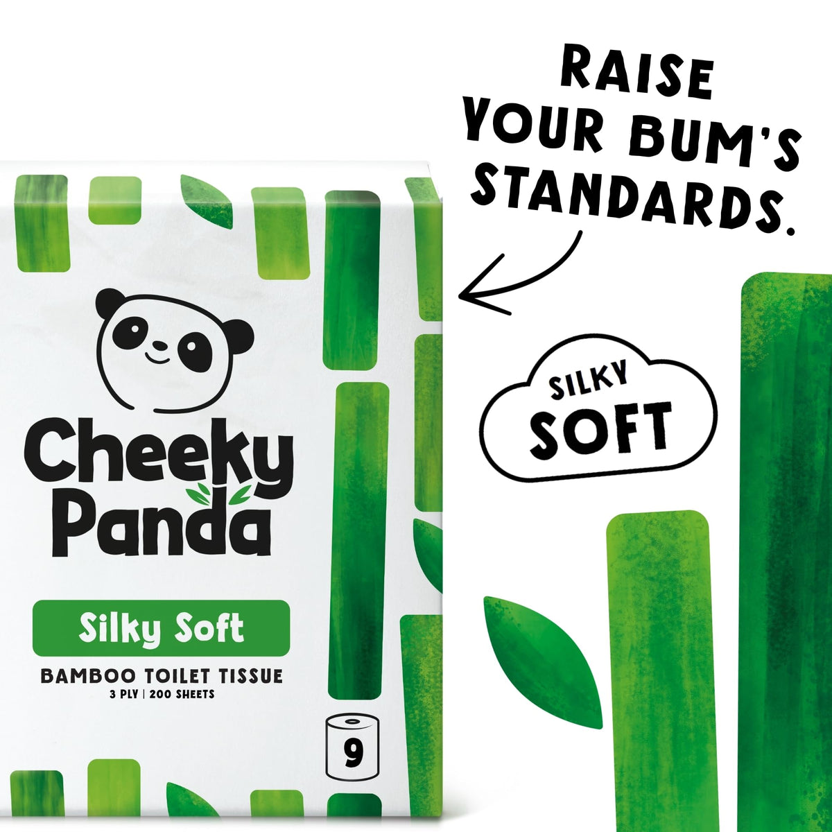 The Cheeky Panda Bamboo Toilet Paper – 9 Rolls of Toilet Paper | Plastic Free Packaging and Sustainable Toilet Tissue | 100% Compostable