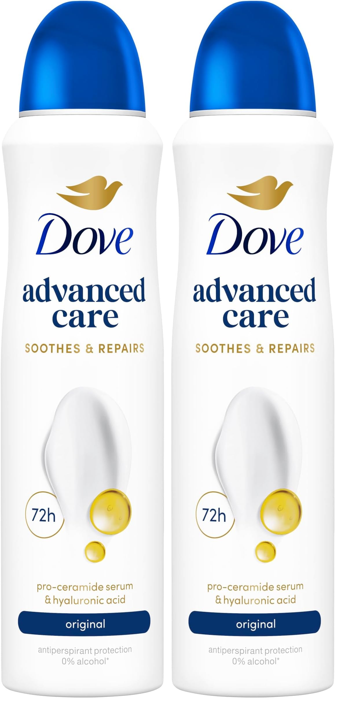 Dove Advanced Care Original Anti-Perspirant Aerosol Women's Deodorant Spray with Pro-Ceramide technology for 72 hour protection against sweat and odour 200 ml