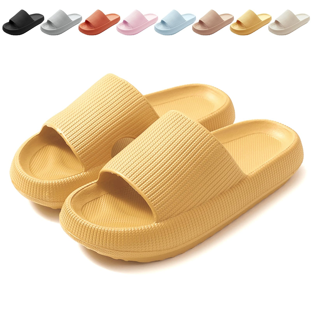 BHFRGAS Sliders Cloud Slippers Women Men，Non-Slip Mens Womens Slippers Cloud Sliders，Soft Flip Flops with Thick Sole for Shower Bathroom Pool Beach