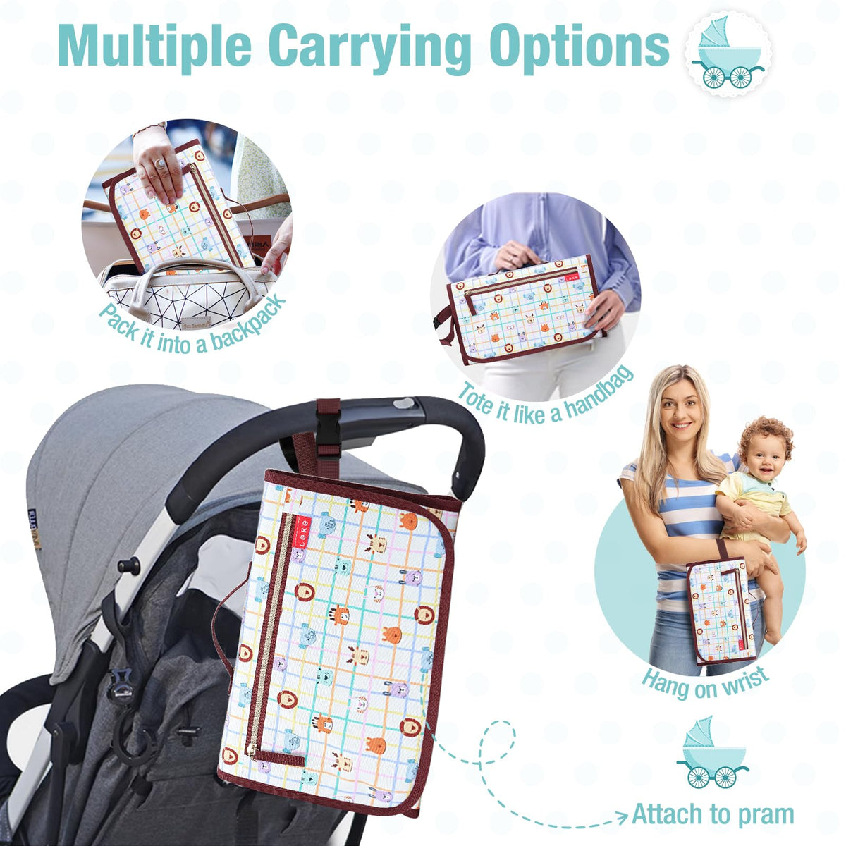 Lekebaby Portable Nappy Changing Mat Travel Baby Change Mat
