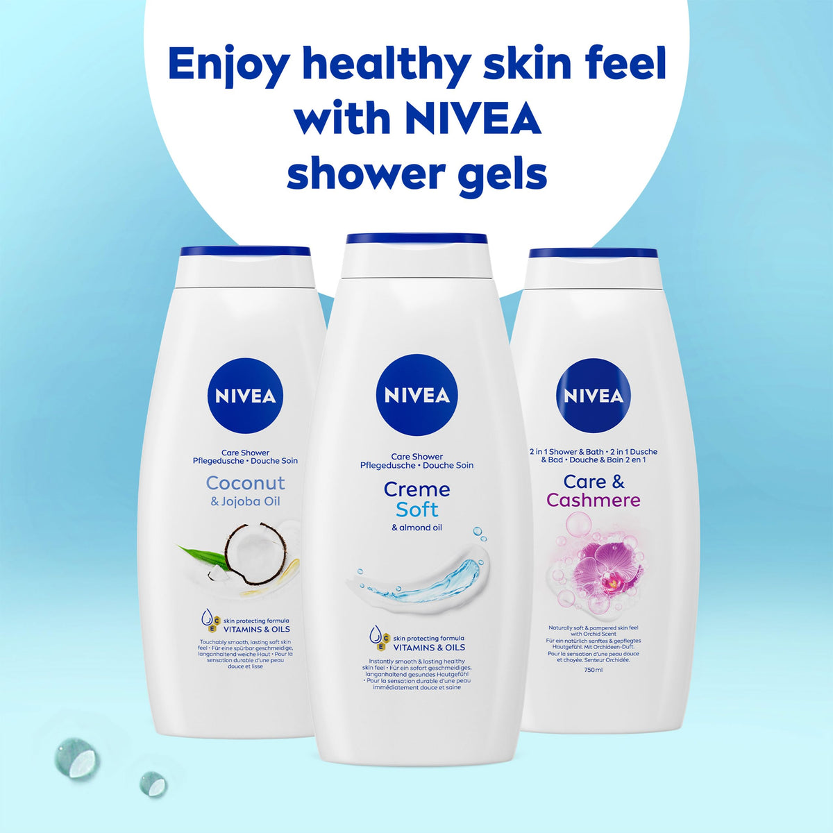 NIVEA Care Shower Creme Soft (250 ml) Enriched with Almond Oil, Moisturising Gel Body Wash, Skin Moisturiser with Mild Scent