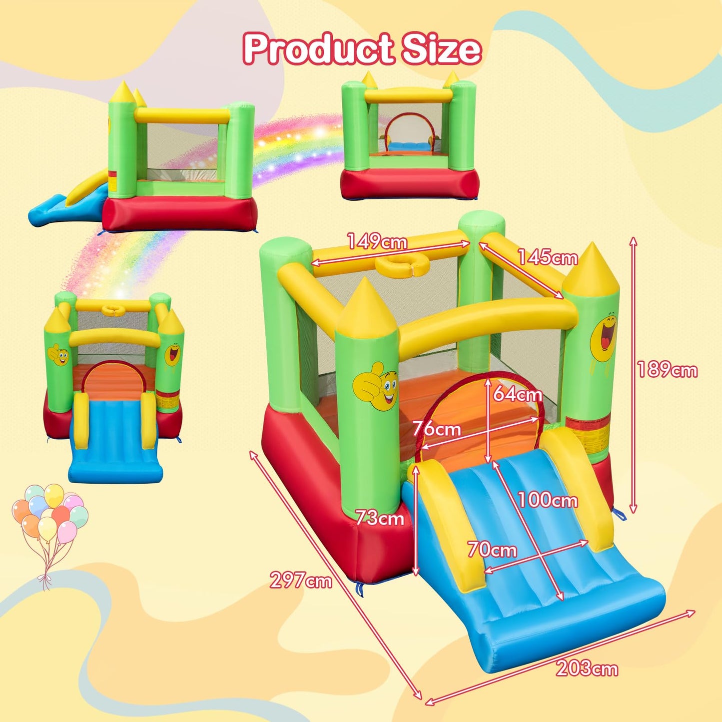 Maxmass Kids Inflatable Bouncy Castle with Slide & Basketball Hoop — 297x203x189cm | Ages 6-14