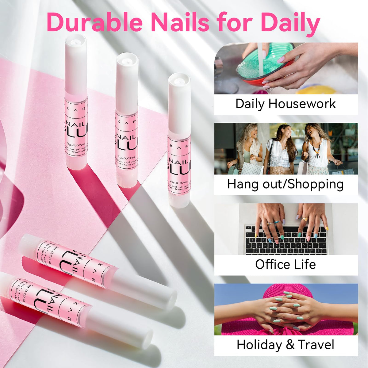 Makartt Extra Strong Nail Glue with Brush – 5s Dries Quickly, Long-Lasting Hold, 7ml Acrylic Adhesive for Nail Tips, Fake Nails & Repairs, No Nail Lamp Needed
