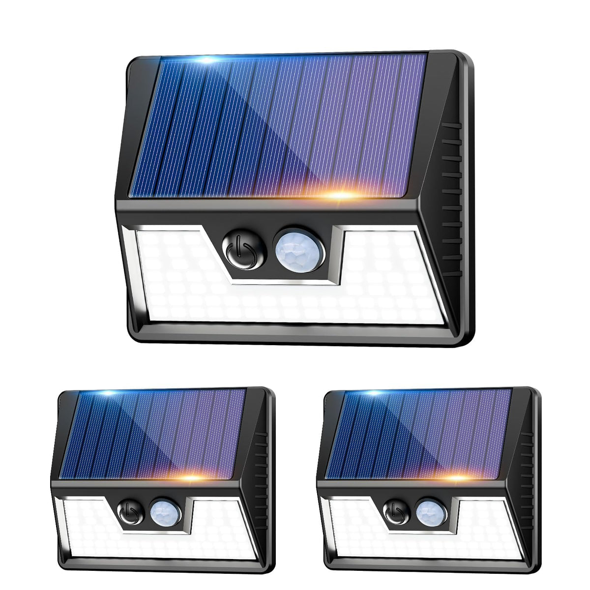 vighep Solar Security Lights Outdoor Motion Sensor, White 318LED Led Solar Powered Light with 3 Lighting Modes, IP65 Waterproof Wireless Pir Wall Light for Outside Garden Fence Yard-Warm White