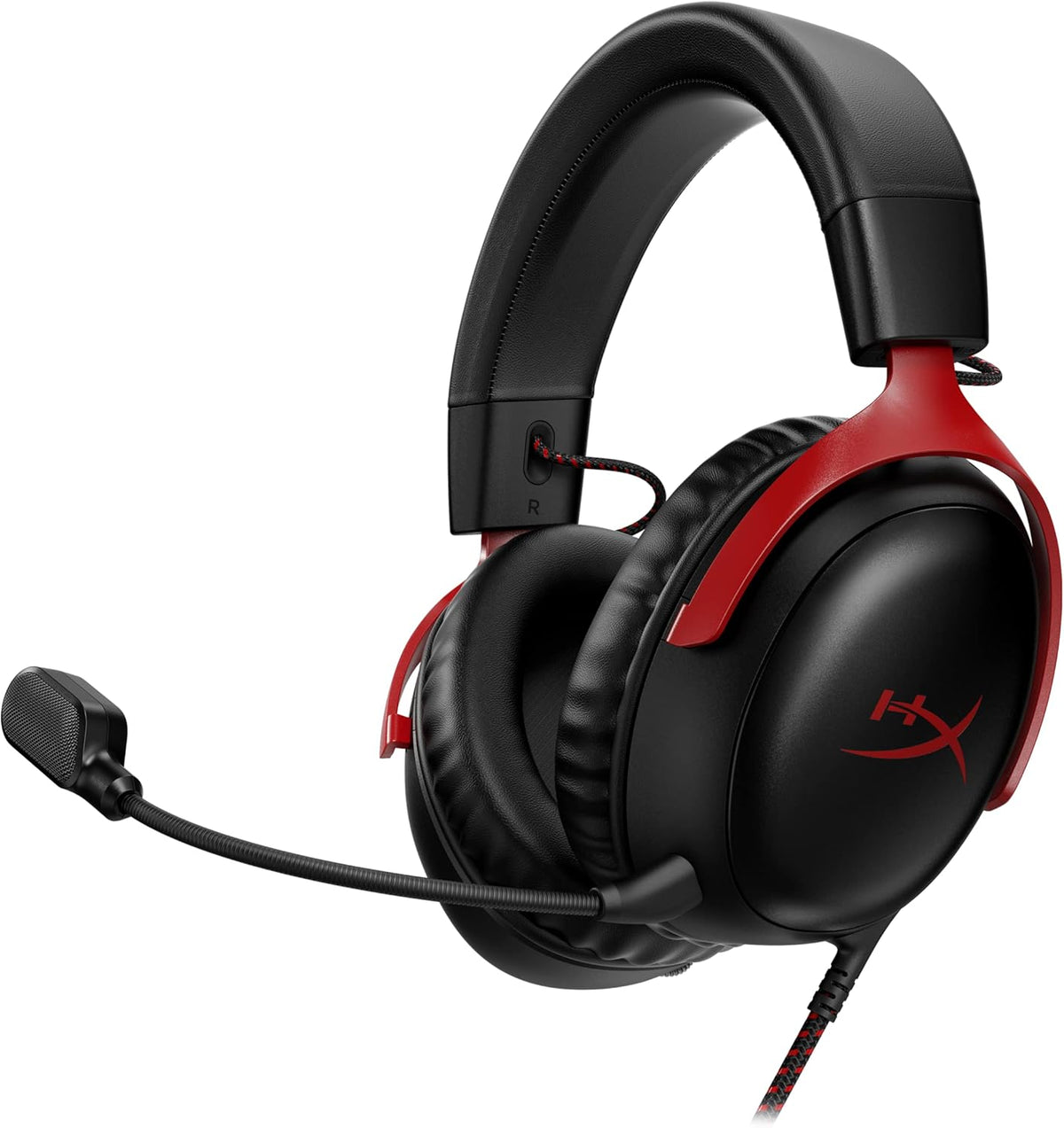 HyperX Cloud III – Wired Gaming Headset, PC, PS5, Xbox Series X|S, Angled 53mm Drivers, DTS, Memory Foam, Durable Frame, Ultra-Clear 10mm Mic, USB-C, USB-A, 3.5mm, Black/Red
