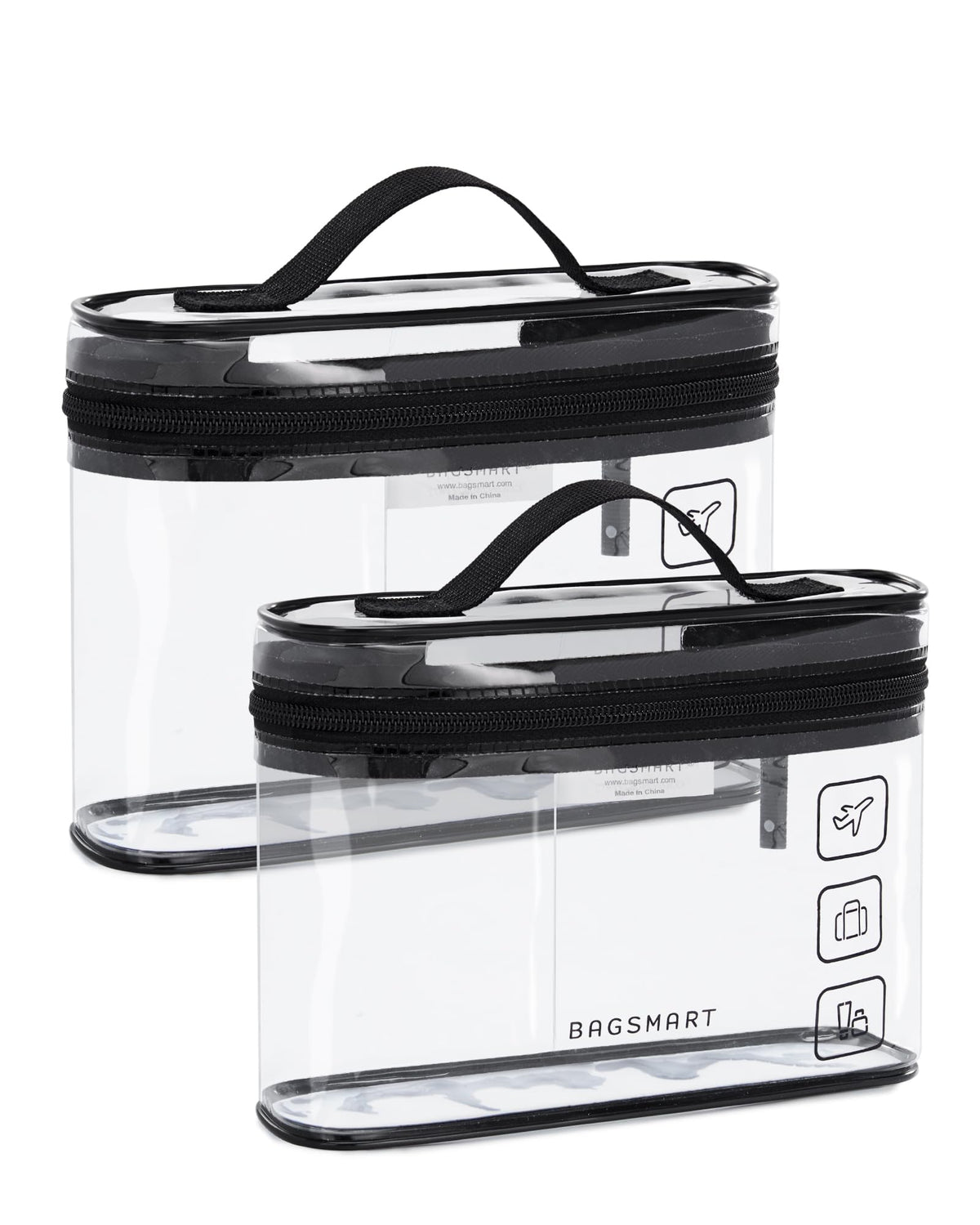 BAGSMART 2pcs Clear Toiletry Bag TSA Travel Essential for Makeup Liquids (Pack of 2)