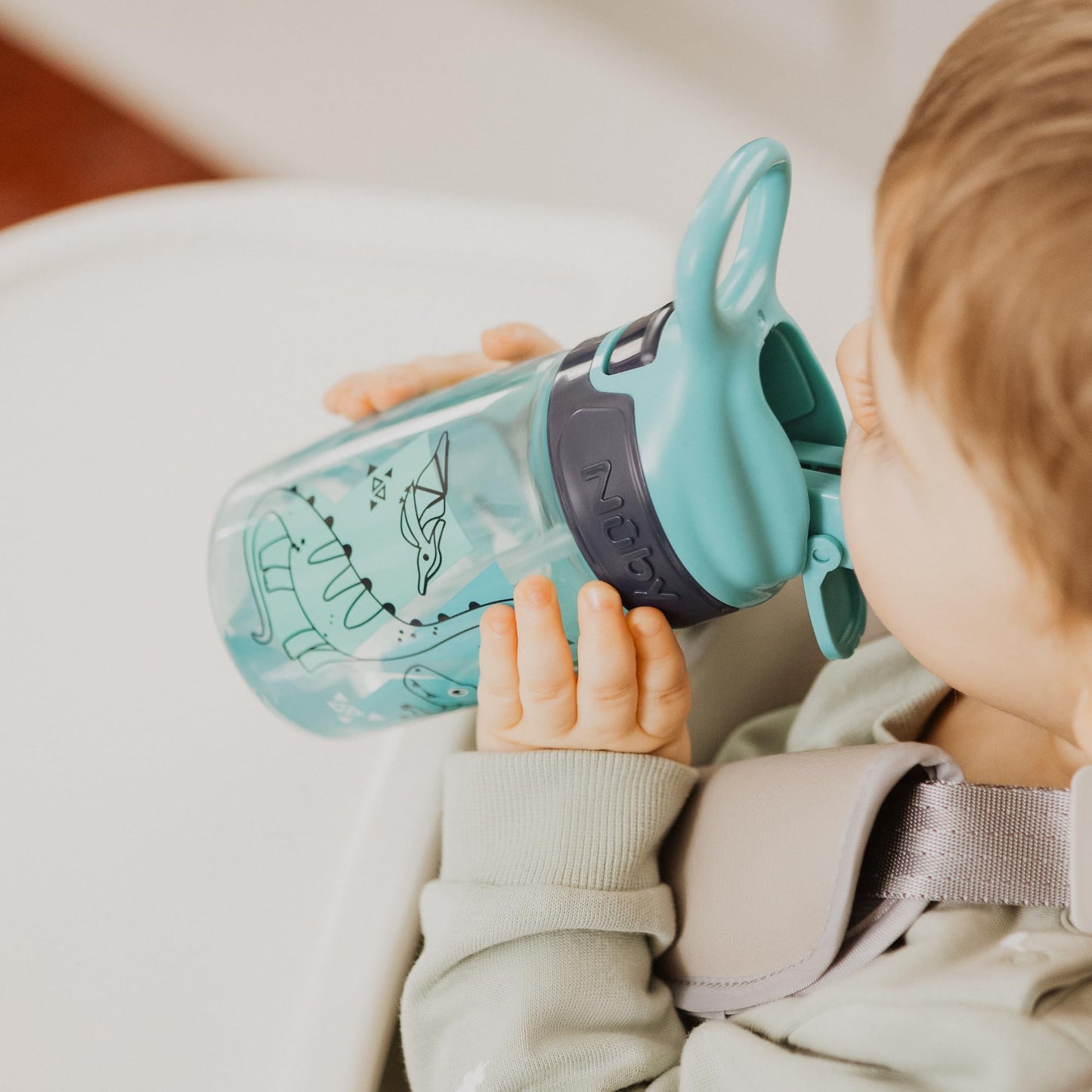 Nuby Incredible Gulp Water Bottle - No Spill Active Toddler Sippy Cup | 360ml / 12oz | Carry Handle | Dishwasher and Microwave Safe | Suitable Beaker for 18 Months Plus (Unicorns, Pack of 2)